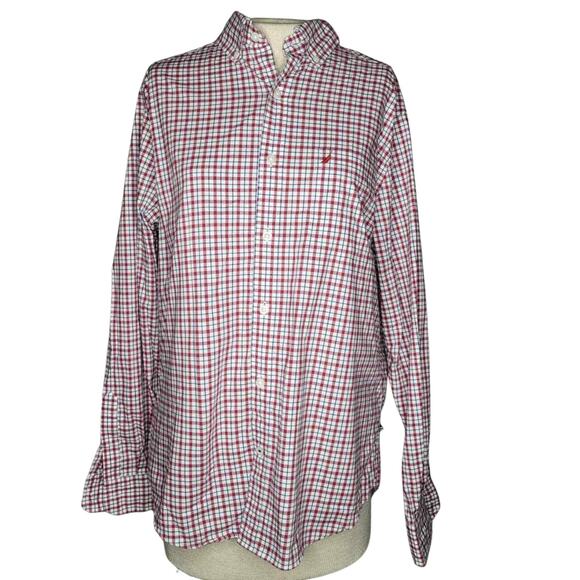 Nautica Classic Fit Wrinkle Resistant Red Blue and White Plaid Size M - Picture 1 of 4